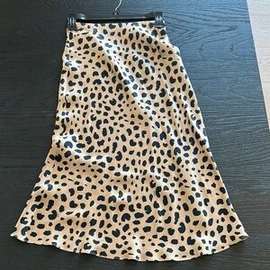 Realisation Par Brown Tan A-Line Midi Skirt